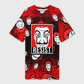 Платье-футболка 3D Бумажный дом паттерн: в Ухте,  |  | bella ciao | berlin | bum bum ciao | dali | la casa de papel | money heist | nairobi | netflix | professor | resisten | somos la resistencia | tokyo | белла чао | берлин | бум бум чао | бумажный дом | дали | лиссабон | маска дали | наироби |