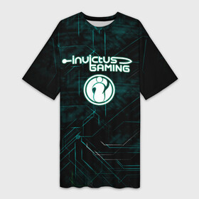 Платье-футболка 3D с принтом Invictus Gaming в Ухте,  |  | invictus gaming | знак | киберспорт | логотип | надпись | название | спорт | текстура