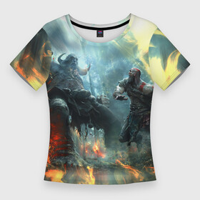 Женская футболка 3D Slim God of War  Fighting: в Ухте,  |  | ascension | betrayal | chains of olympus | cratos | ghost of sparta | god of war | hack and slash | kratos | бог войны | год ов вар | год оф вар | кратос