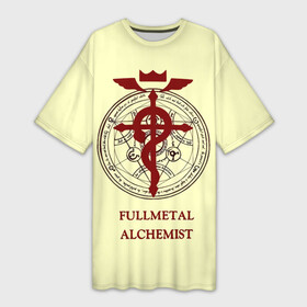 Платье-футболка 3D с принтом Стальной алхимик  Фламель в Ухте,  |  | fullmetal alchemist | алхимия | аниме | гомункулы | жезл гермеса | змея | знак элриков | и плаще эдварда | манга | нagane no renkinjutsushi | нарисован на руке альфонса | стальной алхимик | философский камень | фламель