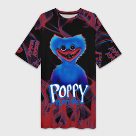 Платье-футболка 3D с принтом POPPY PLAYTIME : МОНСТР : ХАГИ ВАГИ : ОГОНЬ: в Ухте,  |  | huggy wuggy | poppy playtime | игра | кукла | монстр | плэйтайм | поппи плейтайм | хагги вагги | хоррор