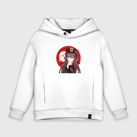 Детское худи Oversize хлопок с принтом Hu Tao Genshin Impact  02 в Ухте, френч-терри — 70% хлопок, 30% полиэстер. Мягкий теплый начес внутри —100% хлопок | боковые карманы, эластичные манжеты и нижняя кромка, капюшон на магнитной кнопке | actionrpg | explore vast areas | freetoplay | genshin | genshin impact | hu tao | mihoyo | квест