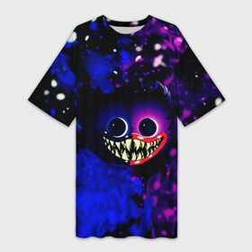 Платье-футболка 3D с принтом Хаги Ваги Огонь в Ухте,  |  | huggy monster run | wuggy | жесть | зубы | игра | ночь | огонь | плямя | снег | хоррор