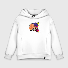 Детское худи Oversize хлопок с принтом Особый значок на Фэнг  Пины   Бравл Старс   Brawl Stars   Special в Ухте, френч-терри — 70% хлопок, 30% полиэстер. Мягкий теплый начес внутри —100% хлопок | боковые карманы, эластичные манжеты и нижняя кромка, капюшон на магнитной кнопке | Тематика изображения на принте: brawl | brawl stars | бравл | бравл старс | особый значок | пины