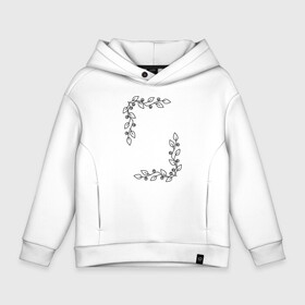 Детское худи Oversize хлопок с принтом Рамка Веточки и листики в Ухте, френч-терри — 70% хлопок, 30% полиэстер. Мягкий теплый начес внутри —100% хлопок | боковые карманы, эластичные манжеты и нижняя кромка, капюшон на магнитной кнопке | весна | ветка | лето | листья | мило | милота | природа | рамка | рамочка | растение | романтика | сезон | цветы