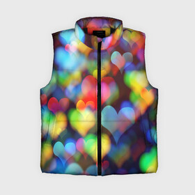 Женский жилет утепленный 3D с принтом Множество капель любви образует море в Ухте,  |  | акварель | блики | любовь | море сердец | сердечки | сердце | стекло