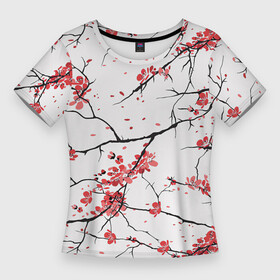 Женская футболка 3D Slim с принтом Осенние деревья в Ухте,  |  | арт | весна | рисунок | розовые цветы | розовый цветок | сакура | цветение | цветение дерева | цветение деревьев | цветок | цветы | яркие цветы | яркий цветок