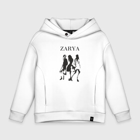 Детское худи Oversize хлопок с принтом ZARyA в Ухте, френч-терри — 70% хлопок, 30% полиэстер. Мягкий теплый начес внутри —100% хлопок | боковые карманы, эластичные манжеты и нижняя кромка, капюшон на магнитной кнопке | zara | zarya | абстракция | девушки | мем | мода | силуэты | черный