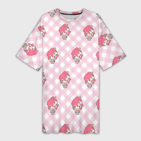 Платье-футболка 3D с принтом Yoko pattern в Ухте,  |  | anime | tengen toppa gurren lagann | yoko littner | аниме | анимэ | гурен лаганн | ёко литтнер