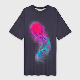 Платье-футболка 3D с принтом Медуза. Градиент. Неон в Ухте,  |  | colors | dust | fog | glow | gradient | jellyfish | light | neon | ocean | paints | sea | градиент | краски | медуза | море | неон | океан | пыль | свет | свечение | туман | цвета