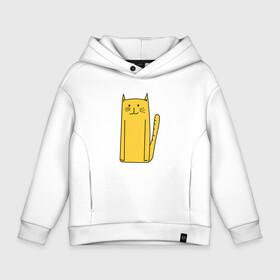 Детское худи Oversize хлопок с принтом Длинный желтый кот в Ухте, френч-терри — 70% хлопок, 30% полиэстер. Мягкий теплый начес внутри —100% хлопок | боковые карманы, эластичные манжеты и нижняя кромка, капюшон на магнитной кнопке | желтый кот | кот | котенок | котик | кошка