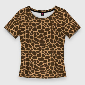 Женская футболка 3D Slim с принтом Пятна Шкуры Жирафа в Ухте,  |  | animals | giraffe | safari | zoo | африка | дикая природа | животные | жираф | звери | зоопарк | кожа жирафа | мода | мозаика | пятна | саванна | сафари