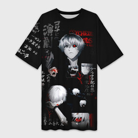 Платье-футболка 3D Токийский Гуль Иероглифы Tokyo Ghoul: в Ухте,  |  | anime | dark | dead inside | ghoul | japan | kaneki | ken | red | tokyo | аниме | анимэ | гранж | гуль | дед | змея | иероглифы | инсайд | канеки | кен | молния | мульт | надпись | полосы | потертости | самурай | символ | тамура | токио
