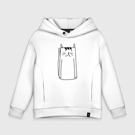 Детское худи Oversize хлопок белый  длинный  кот: в Ухте, френч-терри — 70% хлопок, 30% полиэстер. Мягкий теплый начес внутри —100% хлопок | боковые карманы, эластичные манжеты и нижняя кромка, капюшон на магнитной кнопке | белая кошка | белый кот | длинный кот | котенок | котик