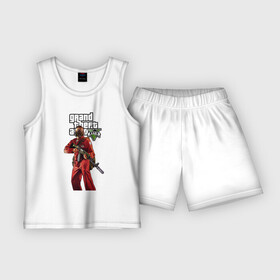 Детская пижама с шортами хлопок с принтом GTA 5 Man with gun в Ухте,  |  | automat | gas mask | gta | gta 5 | man | автомат | гта | гта 5 | мужик | оружие | противогаз