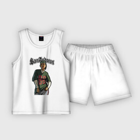 Детская пижама с шортами хлопок с принтом San andreas girl в Ухте,  |  | girl | gta | gun | san andreas | гирла | гта | пистолет | сан андреас