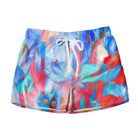 Женские шорты 3D с принтом Fashion floral pattern в Ухте, 100% полиэстер | прямой крой, два кармана без застежек по бокам. Мягкая трикотажная резинка на поясе, внутри которой широкие завязки. Длина до середины бедра | color | fashion | flowers | pattern | мода | узор | цвет | цветы