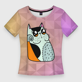 Женская футболка 3D Slim Милый Абстрактный  котик: в Ухте,  |  | абстрактный кот | кот | котенок | котик | кошка
