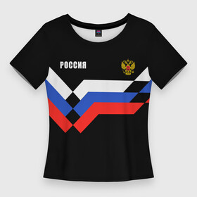 Женская футболка 3D Slim с принтом РОССИЯ  ТРИКОЛОР  ЛИНИИ в Ухте,  |  | z | zapobedy | zaпобеду | армия | де | за победу | запобеду | корреспонденция | обозначение | патриот | патриотизм | россия | рт | русские войска | спецоперация | телевидение