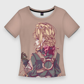Женская футболка 3D Slim с принтом Вайолет Эвергарден спиной в Ухте,  |  | anime | violet evergarden | автозапоминающая кукла | аниме | анимэ | вайолет эвергарден