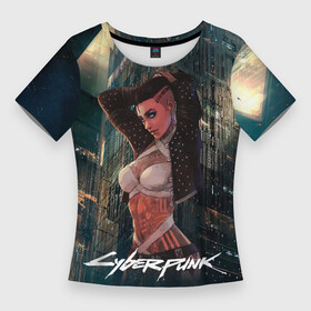 Женская футболка 3D Slim с принтом VI  ВИ CYBERPUNK2077 в Ухте,  |  | 2077 | cyberpunk | cyberpunk 2077 | night city | vi | ви | кибер | киберпанк | найтсити | панк