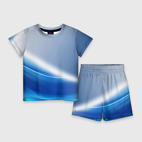 Детский костюм с шортами 3D Цифровая волна: в Ухте,  |  | абстракция | волна | линии | линия | синий