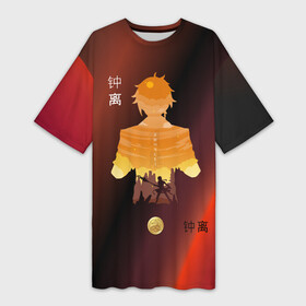 Платье-футболка 3D с принтом Zhongli Shadow  Genshin Impact в Ухте,  |  | genshin impact | zhongli | геншин | чжун ли | чжунли