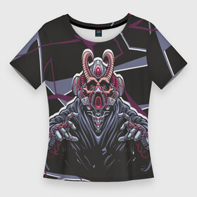 Женская футболка 3D Slim Дъявол в противогазе: в Ухте,  |  | дъявол | монстр | противогаз | робот | скелет | существо