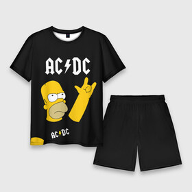 Мужской костюм с шортами 3D с принтом AC DC ГОМЕР СИМПСОН SIMPSONS в Ухте,  |  | ac | ac dc | dc | music | rock | simpson | simpsons | гомер | музыка | рок | симпсон | симпсоны