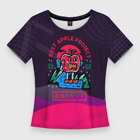Женская футболка 3D Slim Японское яблочко: в Ухте,  |  | apple | japan | лето | фрукты | яблоко | япония