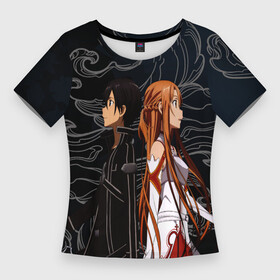 Женская футболка 3D Slim с принтом Кирито и Асуна  Sword Art Online в Ухте,  |  | sword art online | аниме | асуна | асуна юки | кадзуто киригая | кирито | мастер меча онлайн | молния | напарница кирито