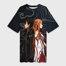 Платье-футболка 3D с принтом Кирито и Асуна  Sword Art Online в Ухте,  |  | sword art online | аниме | асуна | асуна юки | кадзуто киригая | кирито | мастер меча онлайн | молния | напарница кирито