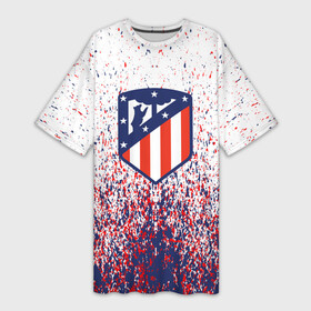 Платье-футболка 3D с принтом atletico madrid  logo  брызги красок в Ухте,  |  | atletico madrid | fc | football | football club | sport | атлетико мадрид | мадрид | спорт | спортивные | униформа | фирменные цвета | фк | футбол | футбольный клуб