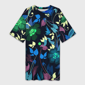 Платье-футболка 3D с принтом Color summer night  Floral pattern в Ухте,  |  | color | fashion | flowers | night | pattern | summer | мода | ночь | узор | цвет | цветы