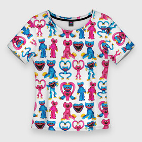 Женская футболка 3D Slim POPPY PLAYTIME HAGGY WAGGY AND KISSY MISSY PATTERN: в Ухте,  |  | haggy waggy | kissy missy | poppy playtime | игра | кисси мисси | монстр | плэйтайм | попи плей тайм | попи плэй тайм | попиплейтам | попиплэйтайм | поппи плейтайм | поппиплэйтайм | розовы | хагги вагги | хаги ваги