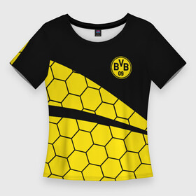 Женская футболка 3D Slim боруссия  borussia  желтые соты: в Ухте,  |  | borussia | fc | football | football club | sport | боруссия | спорт | спортивные | униформа | фирменные цвета | фк | футбол | футбольный клуб