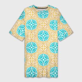 Платье-футболка 3D Желтые и голубые круговые узоры: в Ухте,  |  | бутоны | паттерн | т | узор | узоры | цветы