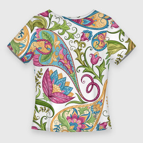 Женская футболка 3D Slim с принтом Fashionable floral Oriental pattern  Summer 2025 в Ухте,  |  | color | fashion | flowers | ornament | pattern | summer | лето | мода | узор | цвет | цветы