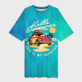 Платье-футболка 3D Summer car Авто на пляже: в Ухте,  |  | summer | авто | лето | машина | пляж | ретро авто