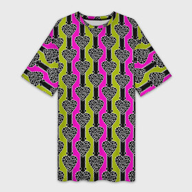 Платье-футболка 3D с принтом Striped multicolored pattern Сердце в Ухте,  |  | hearts | multicolored pattern | striped | в горошек | полосатый узор | сердце | черные полосы