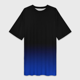 Платье-футболка 3D с принтом Черный с синим градиент в Ухте,  |  | black | black and blue | blue | dark blue | gradient | minimalism | ombre | simple | градиент | минимализм | омбре | простой | синий | темно синий | черный | черный и синий