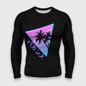 Мужской рашгард 3D с принтом Ретро Пальмы Градиент в Ухте,  |  | gradient | hieroglyphs | palm | palms | retro | tree | triangle | градиент | иероглифы | пальма | пальмы | ретро | треугольник