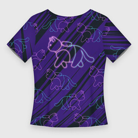 Женская футболка 3D Slim Паттерн неоновый кот из Stray: в Ухте,  |  | cat | kitty | stray | киберпанк | кот | котенок | котик | кошка | неон | неоновый