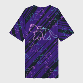 Платье-футболка 3D Паттерн неоновый кот из Stray: в Ухте,  |  | cat | kitty | stray | киберпанк | кот | котенок | котик | кошка | неон | неоновый