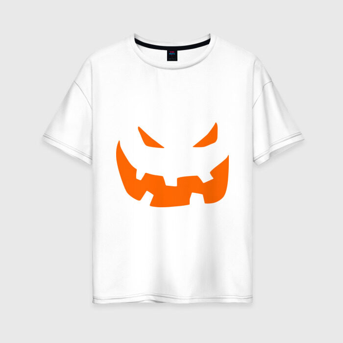 Женская футболка хлопок Oversize Halloween smile фото