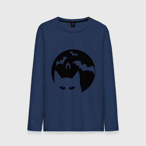 Мужской лонгслив хлопок Луна с котами фото