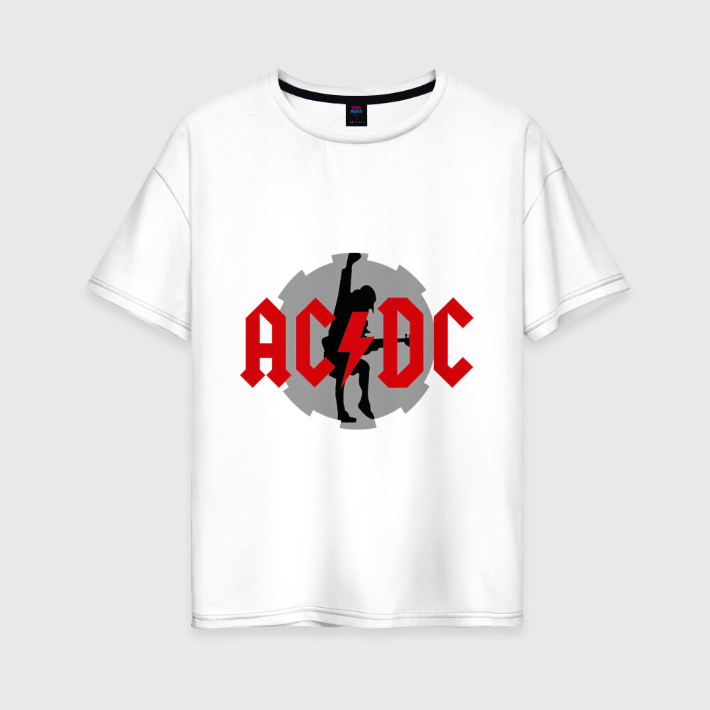 Женская футболка хлопок Oversize AC DC Ангус Янг фото