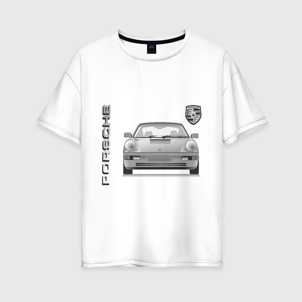Женская футболка хлопок Oversize Porsche (3) фото