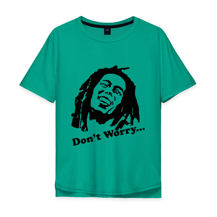 Мужская футболка хлопок Oversize Bob marley-don\t worry фото
