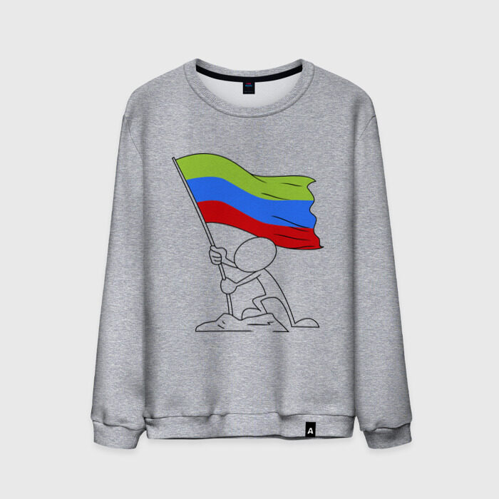 Мужской свитшот хлопок Дагестан (человек с флагом) фото